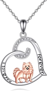 Pomeranian Halskette 925 Sterling Silber Zirkonia Pomeranian Schmuck Pomeranian - Bild 1 von 6