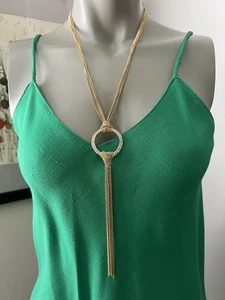 Multistrang zarte Goldkette, mit Strass Kreis Anhänger/Quasten. Neu mit Etikett - Bild 1 von 4