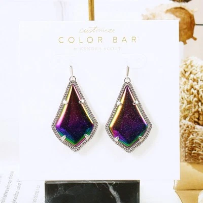 Nuevo sin etiquetas Pendiente Kendra Scott Alex Iridiscente Azul Goldstone Tono Plateado Foto 1 de 4