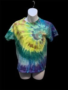 Medium Youth Size 7-8 Unisex Boys And Girls Tie Dye Blue And Green spiral Style - Picture 1 of 3