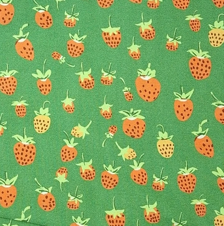 Heather Ross Studio Edit Quilt Fabric - Green Strawberries - #37024D - 1/2 Yd - Image 1 of 1