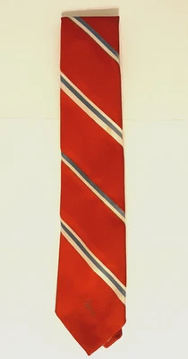 Gravata Vintage John Weitz - Base Vermelha com Branco e Azul Claro - Mistura Poli-Seda - Imagem 1 de 4