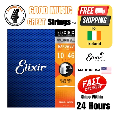Elixir Electric Guitar Strings Nanoweb Nickel-Coated 10-46 + 2 Strap Locks - Image 1 of 4