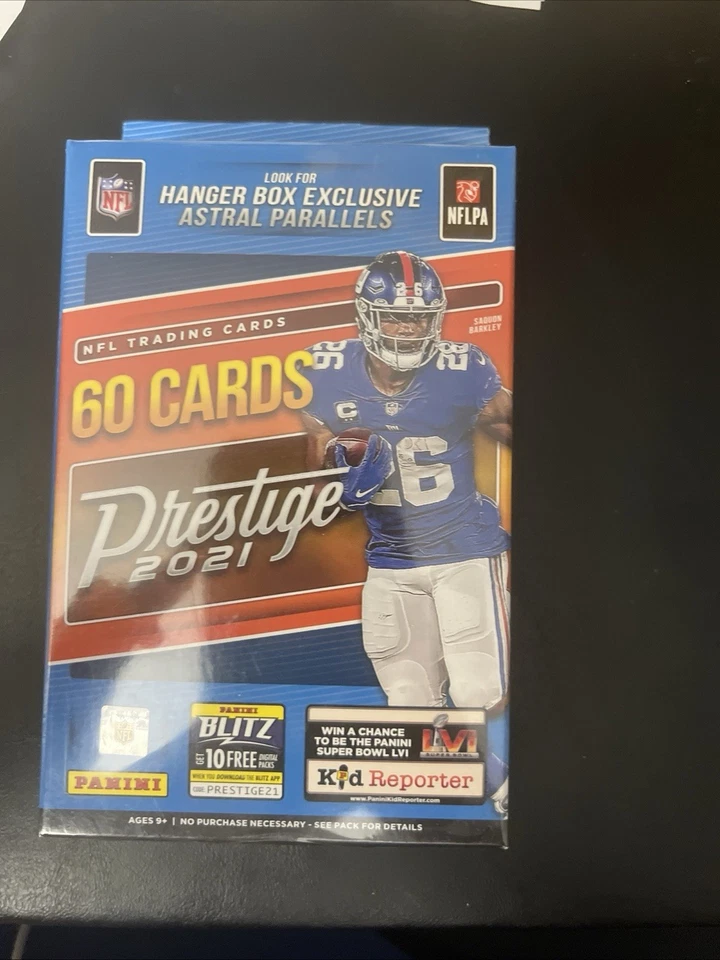 Caja colgante de tarjetas coleccionables de fútbol americano Panini Prestige NFL 2021 - Paquete de 60 Foto 1 de 1