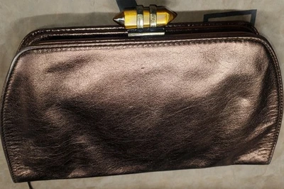 Banana Republic Gold Metallic Cow Leather Clutch Purse - Image 1 of 4