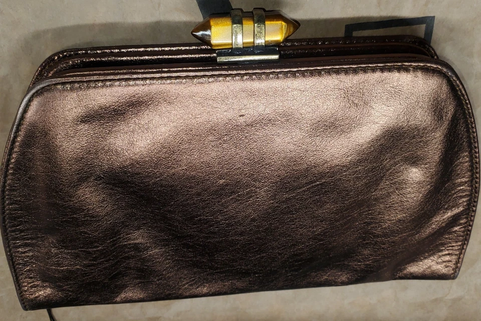 Banana Republic Gold Metallic Cow Leather Clutch Purse - Image 1 of 4