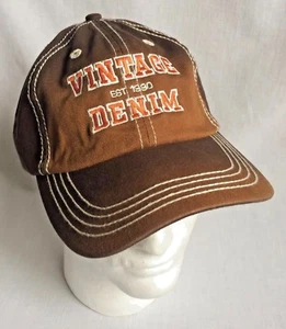 Mens Strapback Brown Ombre "Vintage Denim" 100% Cotton Hat New w/o Tags - Picture 1 of 6
