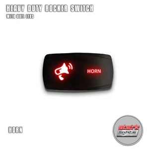 RED HORIZONTAL LED Momentary Rocker Switch 5 Pin Dual Light 20A 12V - HORN (A) - Picture 1 of 6