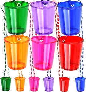 12 Beaded Shot Glasses Assorted Color Durable Plastic 2oz Perfect for Tailgating - Picture 1 of 5