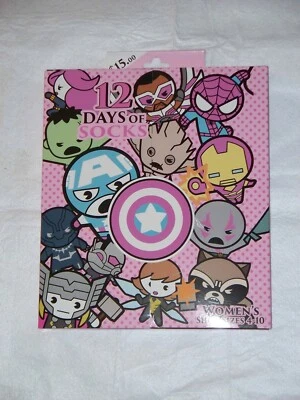 Womens 12 Days of Socks Marvel Comics Super Heroes Avengers Christmas Advent NIB - Image 1 of 2