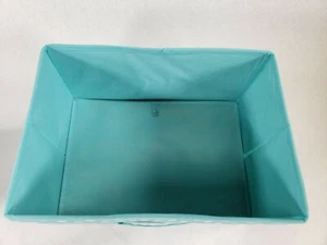 MDesign Kids Turquoise Blue Polka Dot Fabric Storage Bin Organizer Cube Box - Picture 1 of 9