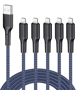 Iphone Charger Cable 6Ft 5Pack,[Apple Mfi Certified] Long Lightning Cable 6 Foot - Picture 1 of 7