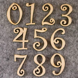 Curlz Font Number Set in 3mm or 6mm Plywood 0-9, 10 Characters - Picture 1 of 1