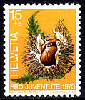 1013 postfrisch MNH Schweiz Jahrgang 1973 Juventute Edel Kastanie Baum Frucht
