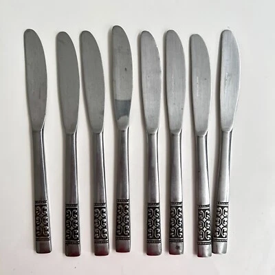 Vintage Rogers Co. Cuchillos de cena cubiertos de acero inoxidable “Casa Vista” 8 hechos en Japón Foto 1 de 3