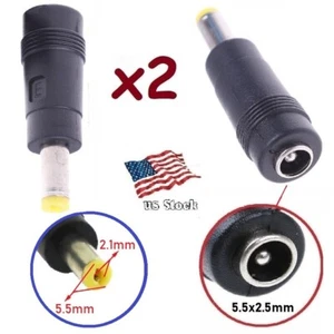2er-Pack DC Power 5,5x2,1mm Stecker auf 5,5x2,5mm Buchse Klinke Adapter Steckverbinder - Bild 1 von 8
