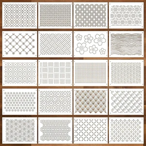 20 Pcs Plastic Sashiko Stencil 8.3 X 5.9 Inch Sashiko Template Drawing Line Quil - Picture 1 of 6