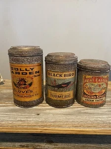 Addie Vintage 248978 Label Antiqued Metal Canisters Set of 3 Brown - Picture 1 of 1