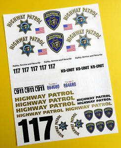 SLOT CAR 32nd SCALE CALIFORNIA HIGHWAY PATROL 'CHiPs' Decals Stickers SCALEXTRIC