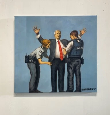 ¡¡VENTA DE VACACIONES!!  PINTURA BANKSY sobre lienzo BIDEN - Arte Pop - Reino Unido/Estados Unidos Foto 1 de 4