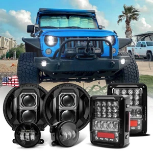 2007-2017 for Jeep Wrangler JK JKU DOT 130W LED Stop Lamps Headlights Fog Lights - Picture 1 of 12