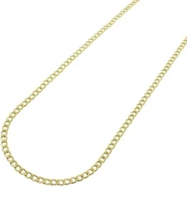 GUARENTEED 10K Yellow Gold Cuban Curb Link Chain Necklace 2MM Italian Made - Picture 1 of 4
