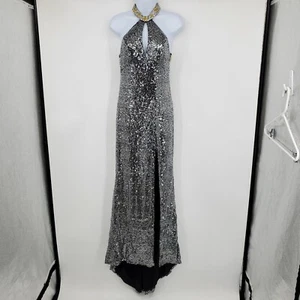 Vintage Landa Sequined Sparkly Open Back Mermaid Front Slit Formal Gown Dress 6 - Picture 1 of 11