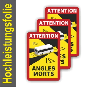 3 pegatinas Angles Morts advertencia ángulo muerto resistente a los rayos UV autocaravana / autobús - Imagen 1 de 8