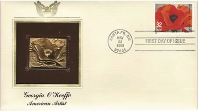 22kt GOLD REPLICA FDC GEORGIA O'KEEFFE - Image 1 of 4