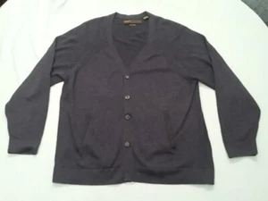 Perry Ellis Purple Cardigan Soft Touch Merino Wool Blend Grandpa V-Neck Button - Picture 1 of 8