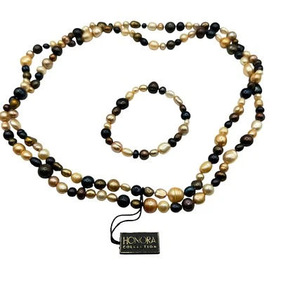 Honora With Tags 48in Multi Colored Pearl Necklace And Bracelet Set  - Image 1 of 4