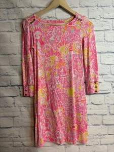 Lilly Pulitzer Marco Island Tunika Top Rosa Schmollmund Sonne Damen Gr. 2XS XXL Bunt - Bild 1 von 11