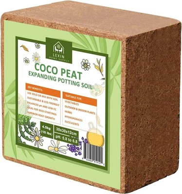 Ladrillo de fibra de coco de 10 libras - Suelo para macetas de fibra de coco orgánico equilibrado bajo EC y pH Foto 1 de 4