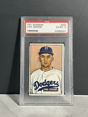 1951 Bowman #260 Carl Erskine RC PSA 6 EX - MT Brooklyn Dodgers - Image 1 of 2