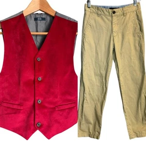 Tommy Hilfiger Khaki Pants and Red Vest Boy’s 14 - Picture 1 of 15