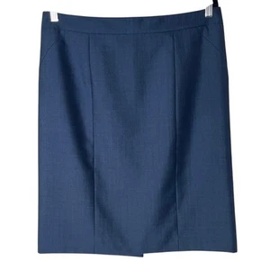 Ann Taylor Factory Women's Pencil Skirt Size 12 Blue Wool Blend Lined Career - Picture 1 of 7
