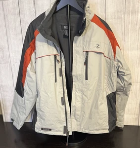 IZOD PerformX Men’s Medium Winter Ski Jacket Beige Red Gray Fleece Lined EC - Picture 1 of 7
