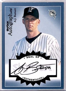 2004 SkyBox Autographics Signatures Blue A.J. Burnett Auto 321/485 Miami Marlins - Picture 1 of 2