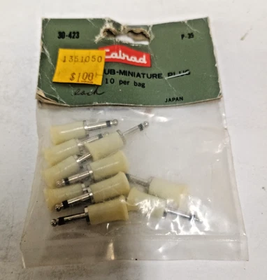 NOS 复古 CalRad Subminiature 3/32" 2.5 毫米手机插头 10 件装 — 第 1/2 张图片