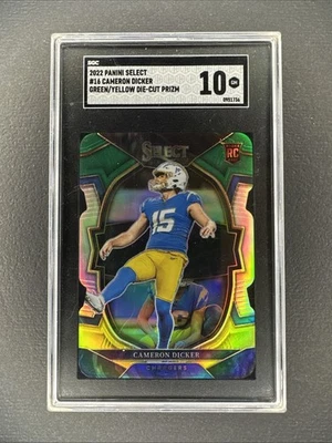 Cameron Dicker 2022 Panini Select Green & Yellow Die Cut Prizm #16 SGC 10 - Image 1 of 2