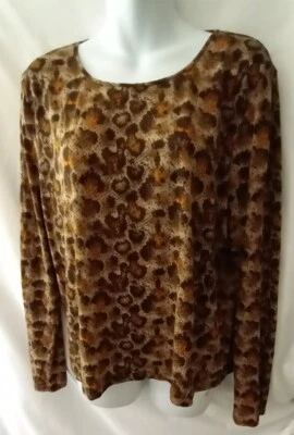 Blusa Top Para Mujer Ellen Tracy Mezcla Seda Estampado Animal Talla XL Foto 1 de 4