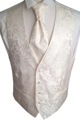 Hochzeitsweste mit Plastron, Einstecktuch und Krawatte 4-tlg. Modell Nr. 20.3 - Image 1 of 4