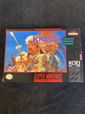 Genghis Khan II Clan of the Wolf SNES Game, Box And Registration Card - Image 1 of 4