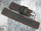24Mm Pvc Composite Rubber Band Black Diver Watch Strap Kevlar For Maratac Red X1