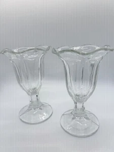 Set of 2~ Libbey Clear Tulip Glass Ice Cream Sundae/Parfait Dishes 6” Tall - Picture 1 of 7