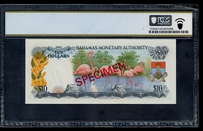 BAHAMAS SPECIMEN 10  DOLLARS  L. 1968   PICK # 30s PCGS 64  CHOICE UNC. - Image 1 of 2