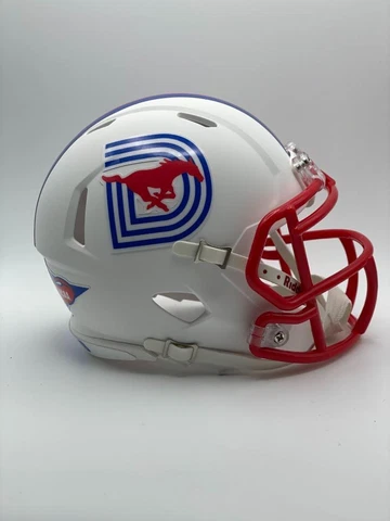 SMU Mustangs CUSTOM Matte White Dallas D Mini Football Helmet Cover