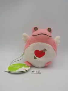 Keroppi Style Frog B1609 Rosa Angelo Bandai 2003 Peluche 4" Giocattolo TAG Bambola Giappone - Foto 1 di 8