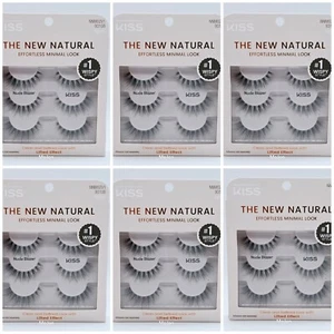 Lot Of 6 Kiss New Natural False Eyelashes Nude Blazer 3 Pairs Each Lifted Effect - Picture 1 of 8