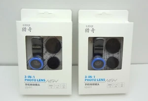 2 X LIEQI LQ-011 3in1 Fish Eye Macro 0.65X Grand Angle Externe Caméra Verre Bleu - Photo 1 sur 4